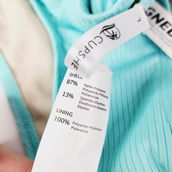 NEW CUPSHE Aqua Blue Nature Trip Classic Hipster Ribbed Bikini Bottom Swim Large - Picture 10 of 12